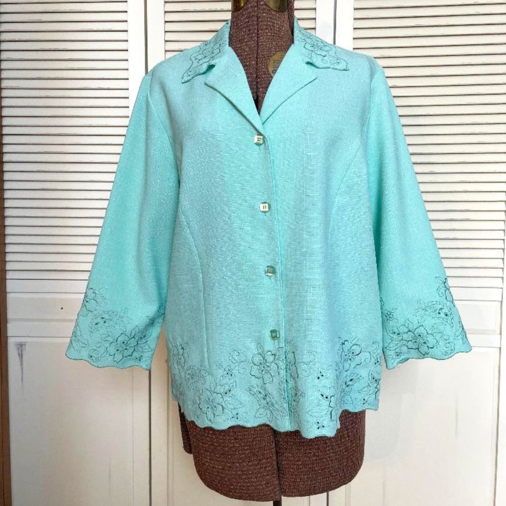Alfred Dunner Sheer Romance Suit Jacket Blazer Women's 8 Embroidered details
